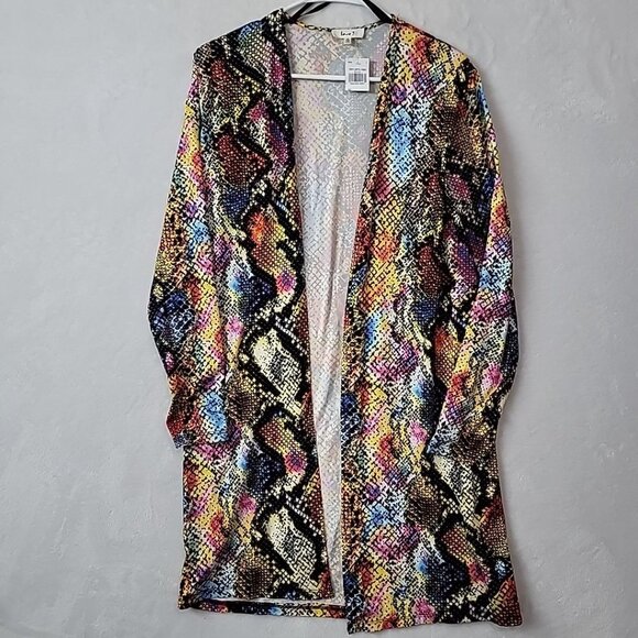 NWT Love J Women's Swimsuit Cover-up Open Front Size Sm Rainbow Snakeskin Beach - Picture 5 of 13
